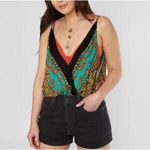 Intimately Free People Boarder Babe Bodysuit Large draped plunge bandana sexy